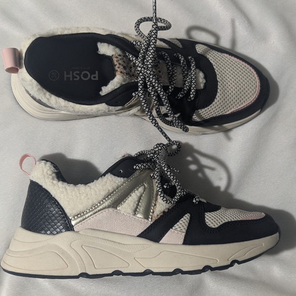 Posh Black and Cream Athletic Shoes